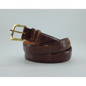 Brighton Women's Embossed Calfskin on Saddle Leather Belt Brown X3007 Size 44